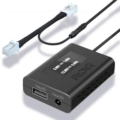 FitDVR Dash Camera Power Adapter (10-Pin) for Mazda CX5, CX30, CX9 and More, Connects to Auto Dimming Rearview Mirror, LED Display, Built-in USB Power Source, Easy to Install, 5V 12V Output, D3-026