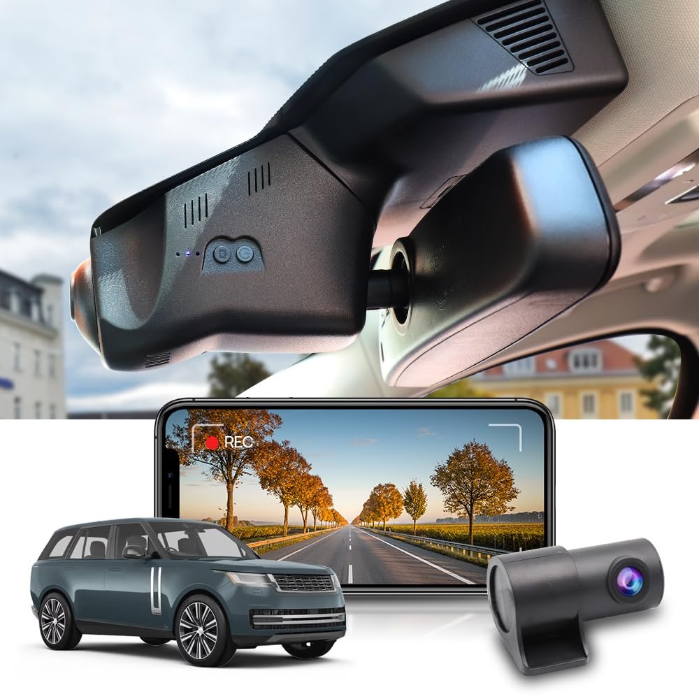 Fitcamx Front 4K+Rear 1080P Dash Cam Adapts for Land Rover Range Rover 2010-2017 (HD2-6015) & Range Rover Sport, OEM Style, Dual HD Video, WiFi & APP, Loop Recording, G-Sensor, Easy to Set, 128GB Card