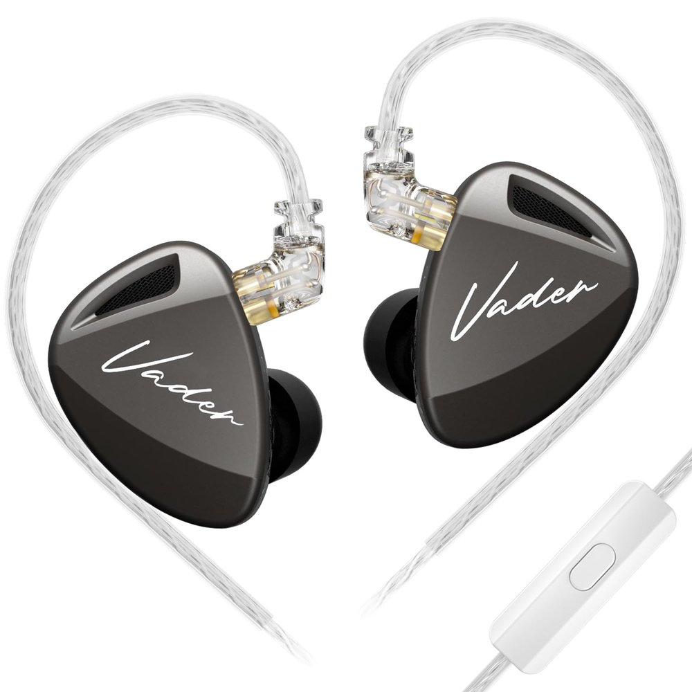 KZ Vader Triple Driver in-Ear Monitor Music Earphone,HiFi IEM with 4 Tuning Levels, 0.75mm Pins Wired Sport Earbud Headphones (High-Resolution Version, with Microphone)