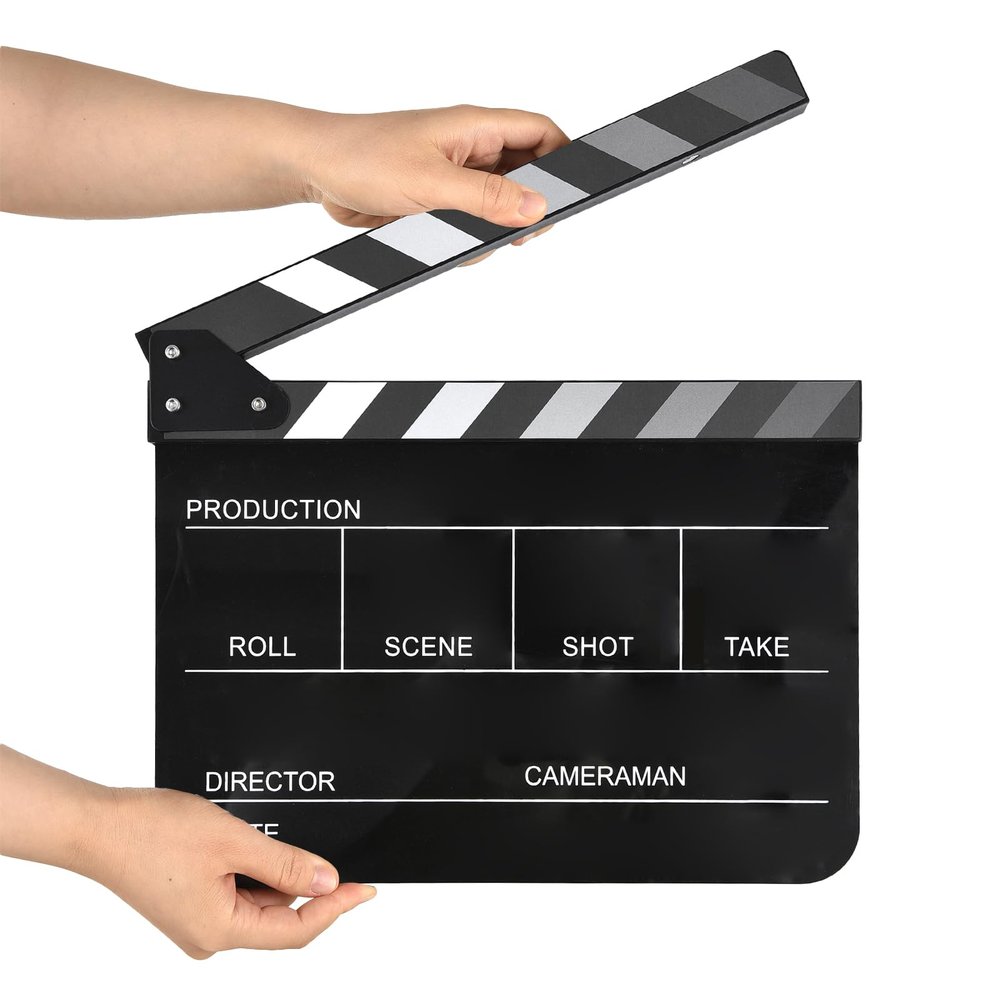 Andoer Acrylic Film Flap Film Flap Film Director Slate Cut Action Scene Clapper Board Film Slate Dry Wipe, type 3, Black