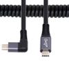 NFHK Stretch Coiled USB-C USB4 Cable 20Gbps 100W 8K Type-C Male to Male Right Angled Cable Power & Data for Laptop Keyboard Tablet view 1
