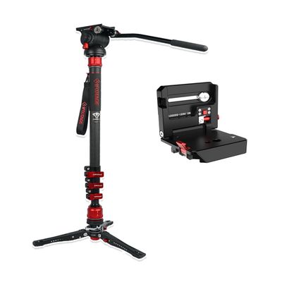 IFOOTAGE Cobra 3 Monopod C180F-P,Komodo K5S Camera Video Head Fluid Head,HV-01, QR Plate,Camera Bracket Horizontal and Vertical Plate