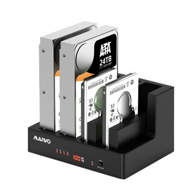 MAIWO 4 Bay Hard Drive Docking Station with Offline Cloning, External Hard Drive Cloner Duplicator for 2.5'' 3.5'' SATA SSD HDD with LED Indicator, 96TB Expansion, USB3.0 Connecting Port