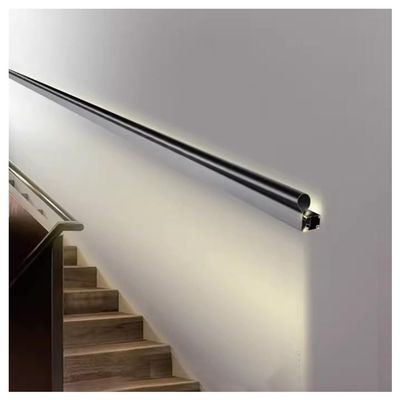 Sxlawesom LED Stair Handrail Aluminum Handrail Round Grab Bar Wall Mounted Safety Hand Rail Indoor Outdoor Stair(Size:39.3"/1m)