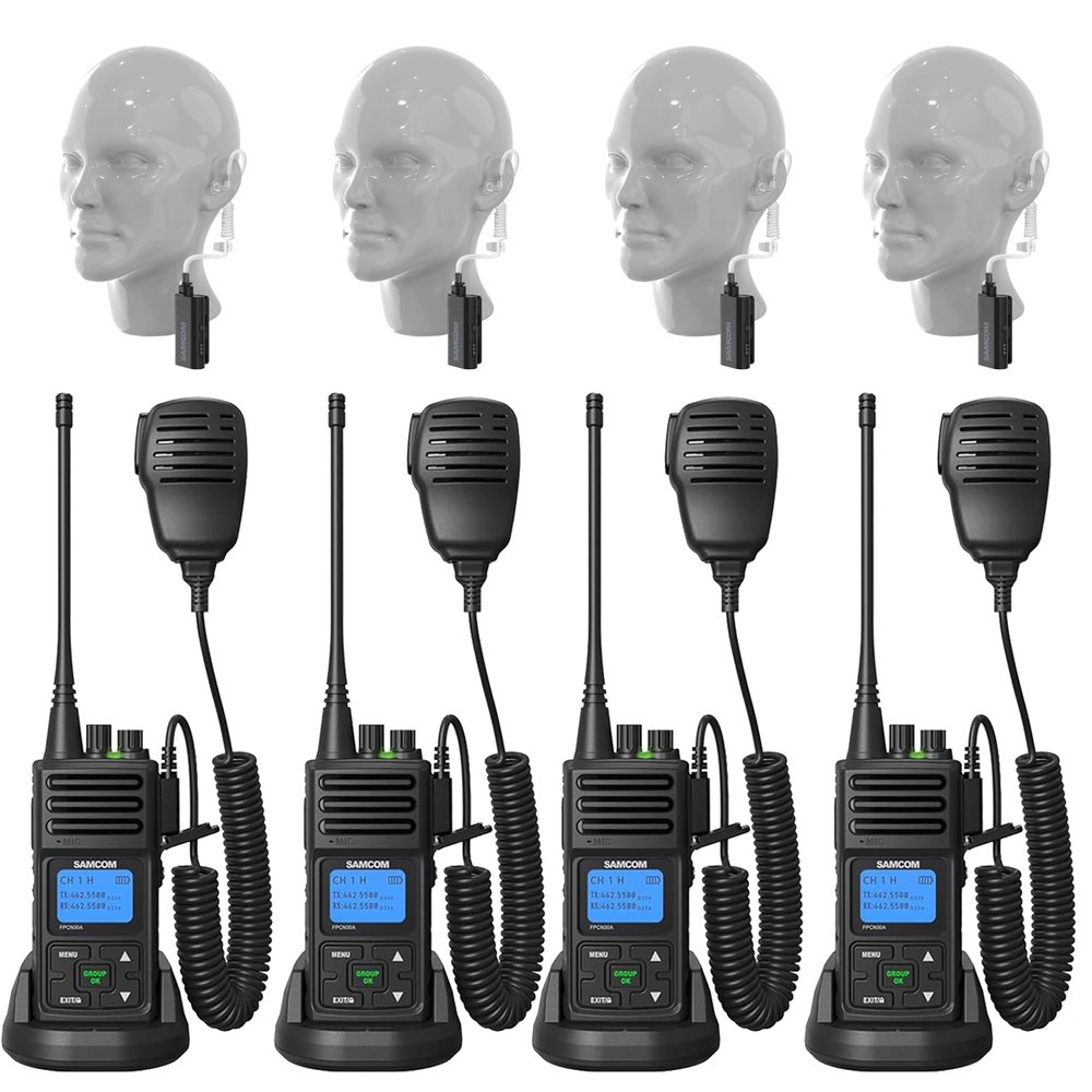 SAMCOM Walkie Talkie Speaking Mic with Wireless Earpieces