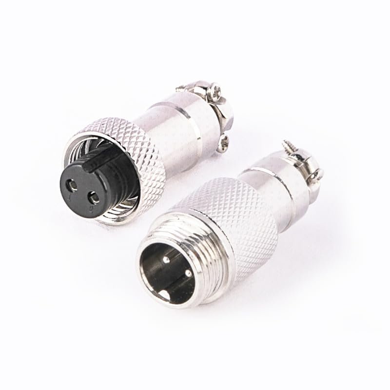 10pcs GX20 2 Pin Metal Male Female Panel Connector, 20mm Panel Mount Circular Metal Aviation Connector Adapter Plug Socket for Cable Power Connection (10Sets)