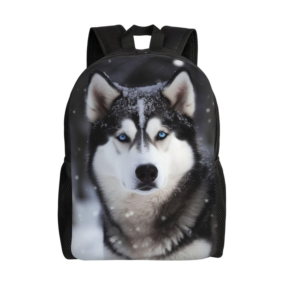 JHLMN Backpack Husky In Snow Dog Travel Casual Laptop Backpack Waterproof Hiking Daypack For Men Women