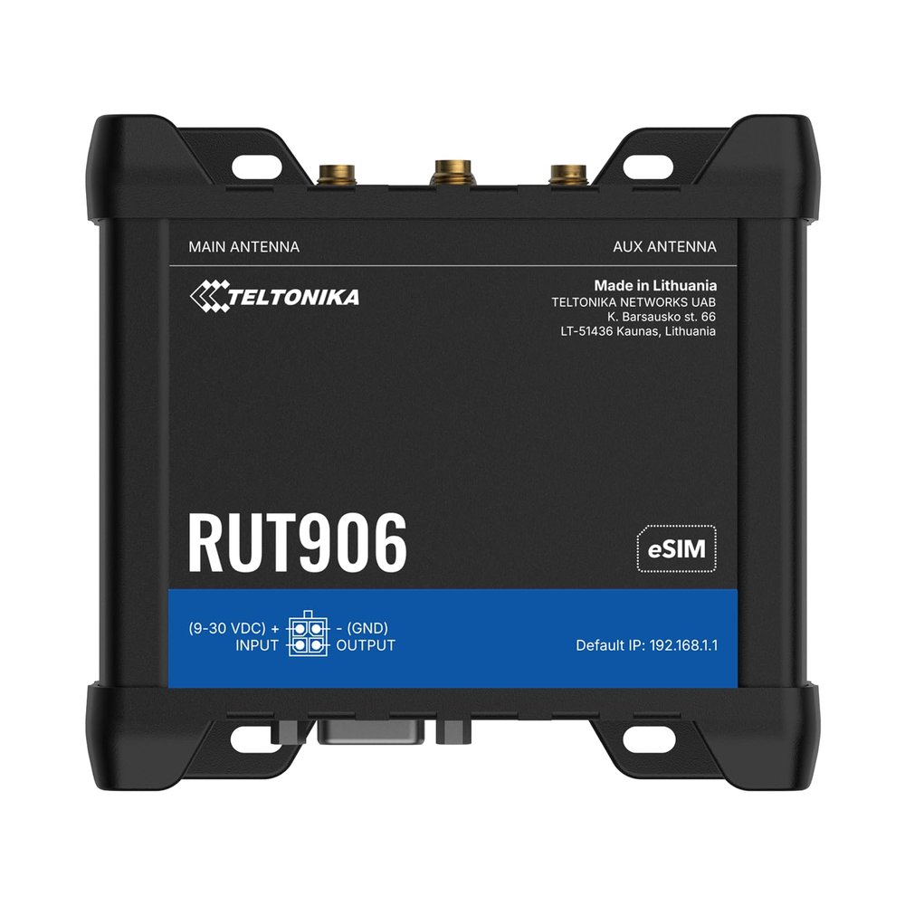 Teltonika RUT906 Industrial 4G LTE IoT Router - Dual SIM Auto Failover, GNSS, RS232 & RS485, Wi-Fi, 4 Ethernet, RMS Remote Management - Reliable Cellular Connectivity
