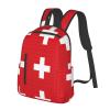 NOUZU Swiss Flag Print Laptop Backpack For Women Men Casual Daypack Bookbag For Work Business Outdoor Travel, Black, SB-122 view 2