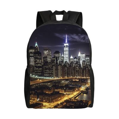 JHLMN Backpack New York Night Travel Casual Laptop Backpack Waterproof Hiking Daypack For Men Women