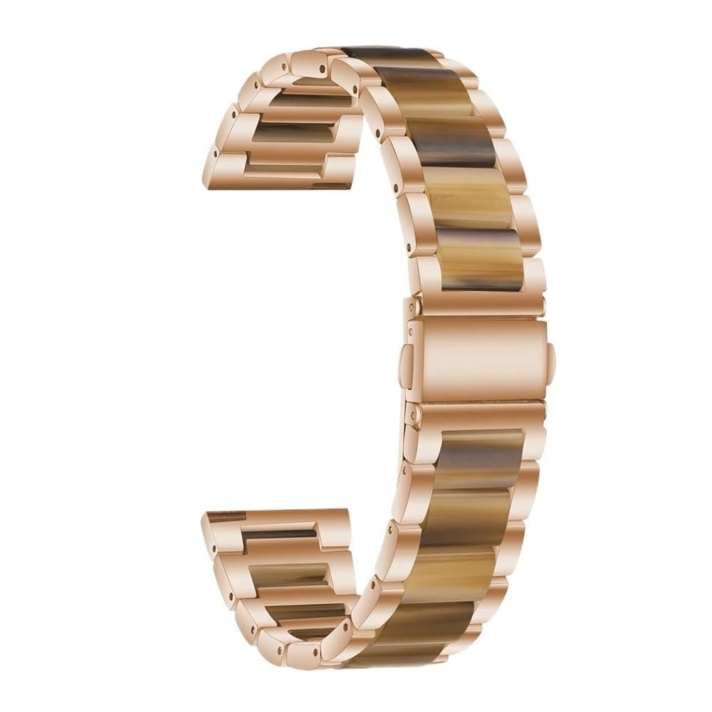 22mm 20mm Strap Alloy with Resin Bracelet fit for Garmin Watch Band Venu 3 2 1/Venu2 Plus/SQ/Vivoactive 4 Multiple Colour Metal Belt(Rose gold Style5,For Vivoactive 4)