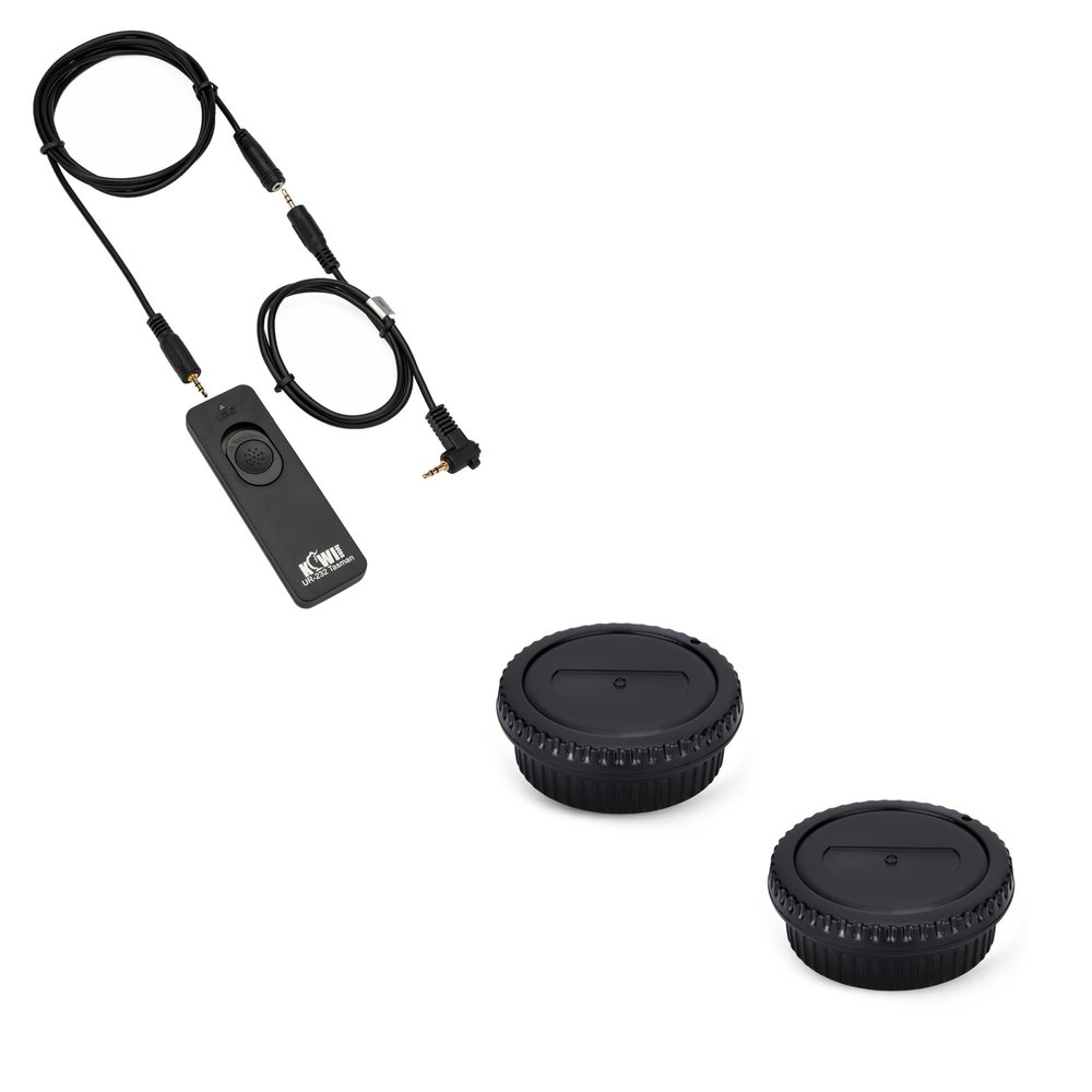 Wired Remote Control Shutter Release Cord & 2-Pack EF-S/EF Mount Body Cap Rear Lens Cap Cover for Canon EOS Rebel T7 T6 T5 T8i T7i T6i T6s T5i 90D 80D 77D 70D 60D & More Canon Cameras