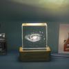 Katutude 3D Carved Crystal Cube Night Light Moon Saturn Planet Crystal Cube Table Lamp USB LED Night Light with Wood Base Glowing Crystal Cube Creative Gift Home Bedroom Decorations - 5cm x 5cm x 5cm view 1
