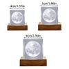 Katutude 3D Carved Crystal Cube Night Light Moon Saturn Planet Crystal Cube Table Lamp USB LED Night Light with Wood Base Glowing Crystal Cube Creative Gift Home Bedroom Decorations - 5cm x 5cm x 5cm view 2
