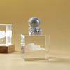 Katutude 3D Carved Crystal Cube Night Light Moon Saturn Planet Crystal Cube Table Lamp USB LED Night Light with Wood Base Glowing Crystal Cube Creative Gift Home Bedroom Decorations - 5cm x 5cm x 5cm view 3