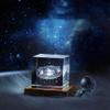 Katutude 3D Carved Crystal Cube Night Light Moon Saturn Planet Crystal Cube Table Lamp USB LED Night Light with Wood Base Glowing Crystal Cube Creative Gift Home Bedroom Decorations - 5cm x 5cm x 5cm view 4