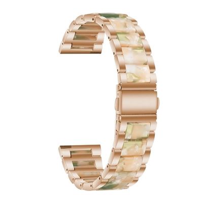 22mm 20mm Strap Alloy with Resin Bracelet fit for Garmin Watch Band Venu 3 2 1/Venu2 Plus/SQ/Vivoactive 4 Multiple Colour Metal Belt(Rose gold Style3,For Venus SQ 2)