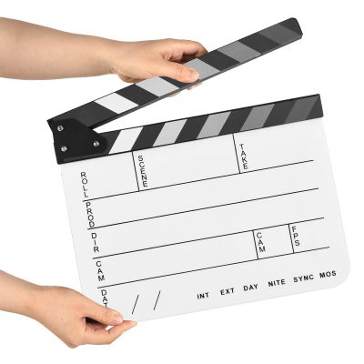 Andoer Acrylic Clapboard, Film Clapboard, Film Director's Board, Action Scene Cut, Clapboard Board, Whiteboard Film, Dry Erase, type 4, White/Dark Grey Heather