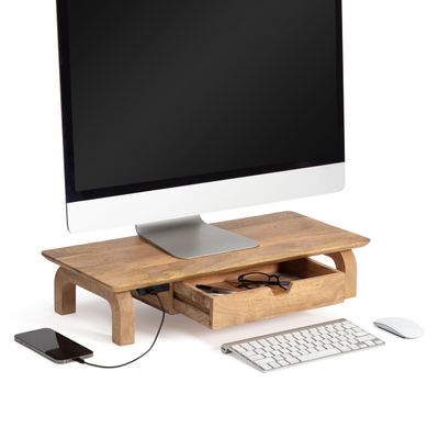 Anji Mountain Monitor Stand - Desktop Organizer & Laptop Riser, Ergonomic Monitor Riser, Space-Saving Monitor Stand for Desk, Durable Construction, Easy Assembly, Ideal for Home & Office,Natural