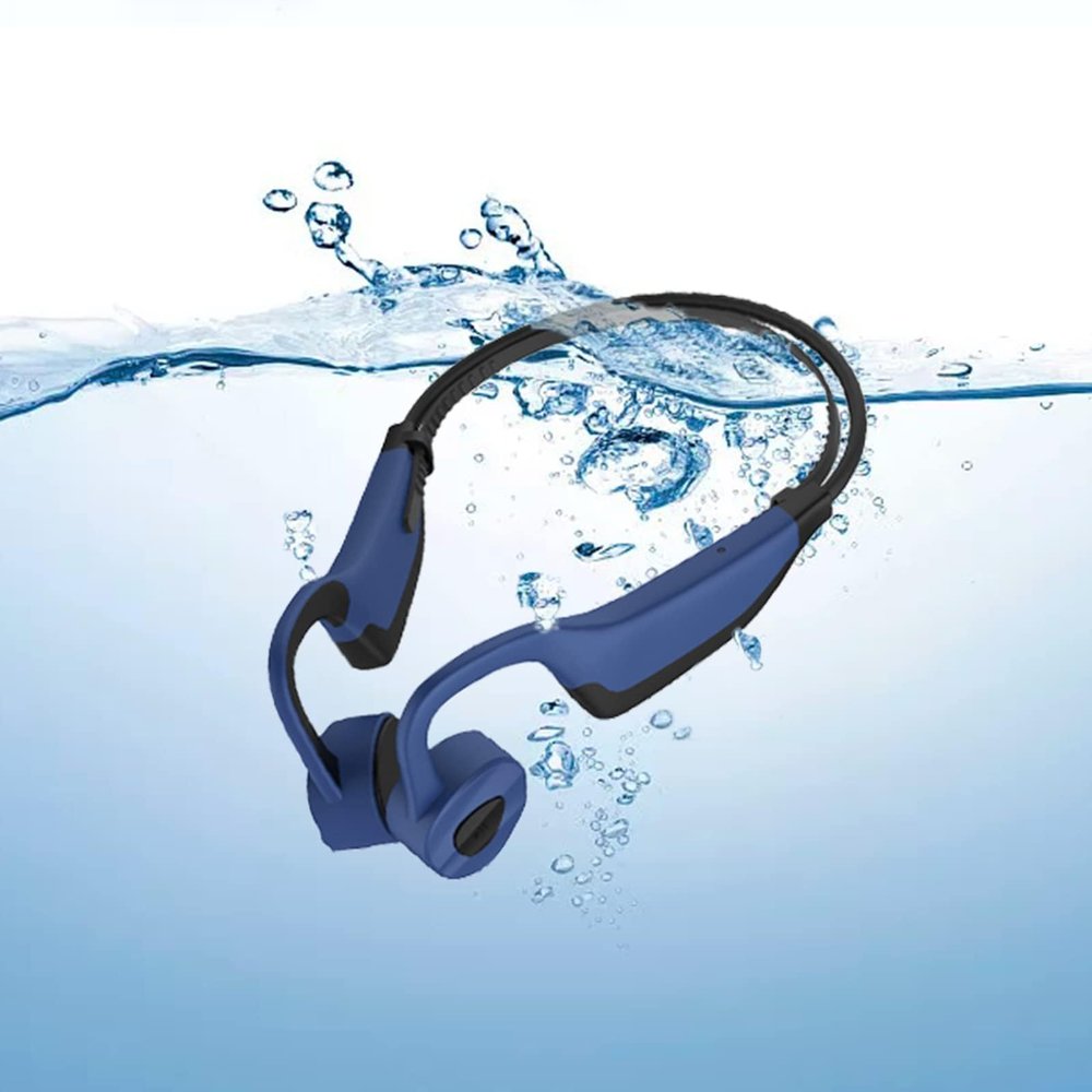 Bone Conduction Headphones Underwater Headphones For Swimming Bone Conduction Wireless Earbuds Swimming Headphones Open Ear Headphones Built-In Mic Sports Headset With 16G Memory Swimming blue