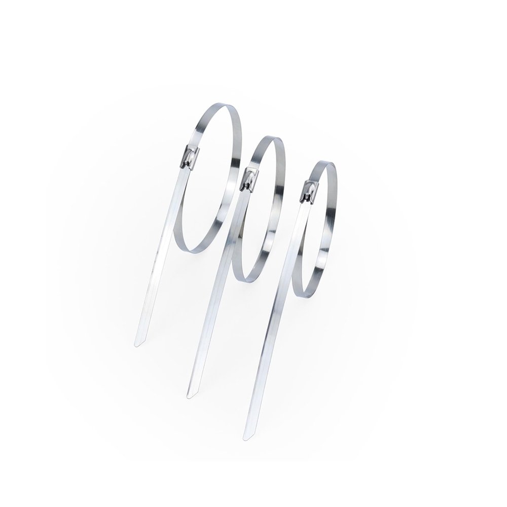 100Pcs 304 Stainless Steel Cable Ties Heavy Duty Self-Locking Multi-Purpose Metal Exhaust Wrap(Color:4.6mm x 200mm), WANGZC001