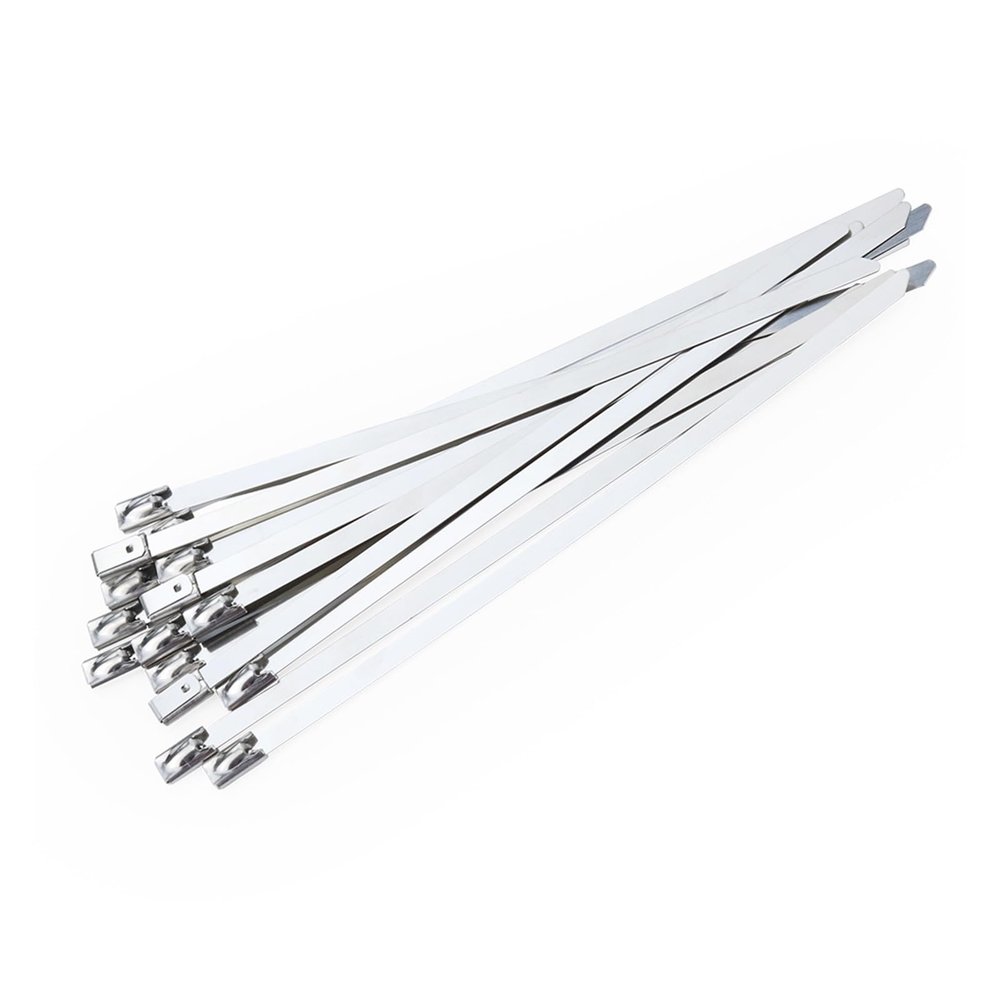 100Pcs 304 Stainless Steel Cable Ties Width 10mm Heavy Duty Self-Locking Multi-Purpose Metal Exhaust Wrap 200/300/500/400mm(Color:10mm x 300mm), WANGZC001