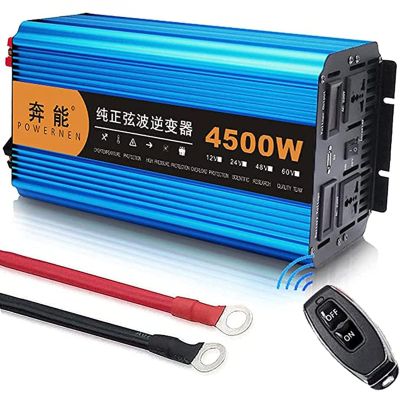 Voltage Converter 12 V 230 V Pure sine Wave 1500 W car Inverter with LCD Display and USB Connection + 2AC sockets + Remote Control Suitable for Cars, Camping, Travel,12V-3000W (24V 4500W)