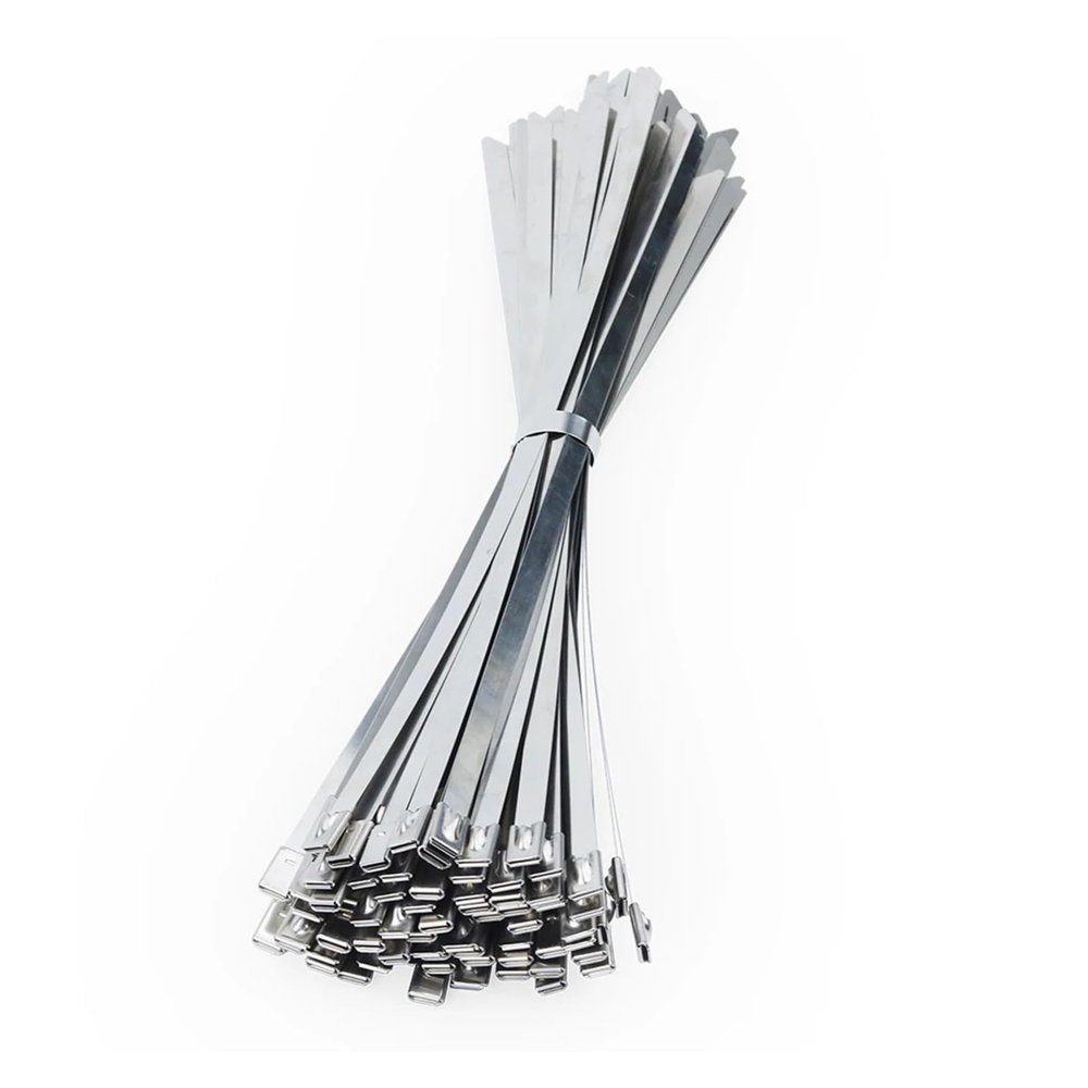 100Pcs 304 Stainless Steel Cable Ties Width 10mm Heavy Duty Self-Locking Multi-Purpose Metal Exhaust Wrap 200/300/500/400mm(Color:10mm x 200mm)