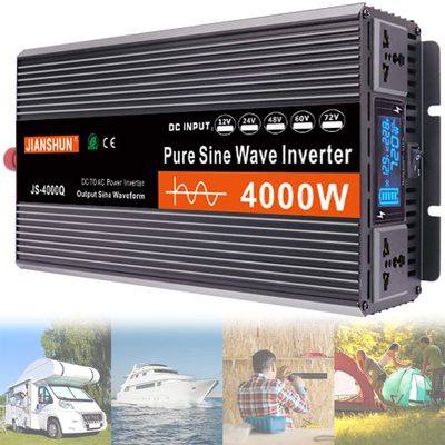 4000W Pure Sine Wave Power Inverter 12V/24V/48V/60V DC to 230V AC Car Converter with AC Outlets and LCD Display, Outdoor Emergency Generator for Car Caravan Camping Boat,48V (60V)