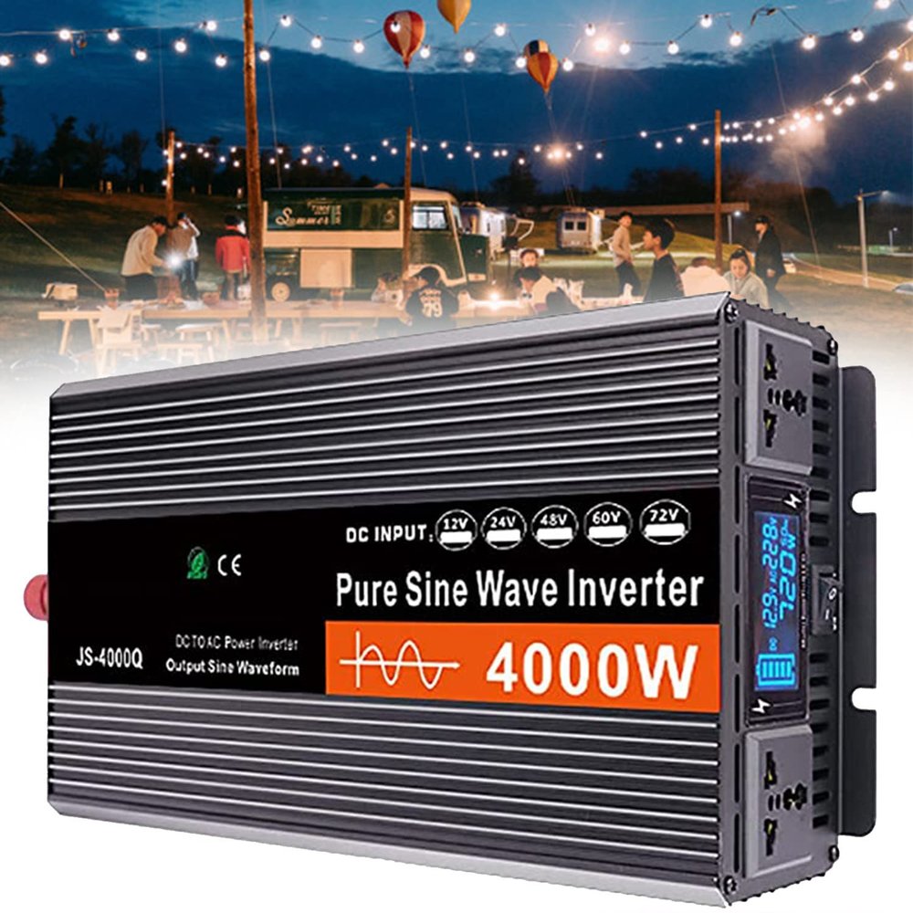 4000w 5000w 6000w Pure Sine Wave Inverter 12v/24v/48v/60v to 220v Car Converter Power Inverter, Widely Used in Air Conditioners, Home Theaters, Power Tools,4000W-12Vto220V (4000W 60Vto220V)
