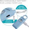 Ivation Personal Rechargeable SOS Alarm, Pocket Size Loud 130dB Sound Safety Siren & LED Panic Strobe Light with Carabiner Keychain Clip for Women, Children & Seniors, Blue view 2