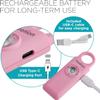 Ivation Personal Rechargeable SOS Alarm, Pocket Size Loud 130dB Sound Safety Siren & LED Panic Strobe Light with Carabiner Keychain Clip for Women, Children & Seniors, Pink view 3