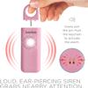 Ivation Personal Rechargeable SOS Alarm, Pocket Size Loud 130dB Sound Safety Siren & LED Panic Strobe Light with Carabiner Keychain Clip for Women, Children & Seniors, Pink view 4