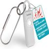 Ivation Personal Rechargeable SOS Alarm, Pocket Size Loud 130dB Sound Safety Siren & LED Panic Strobe Light with Carabiner Keychain Clip for Women, Children & Seniors, White view 1