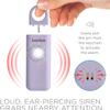 Ivation Personal Rechargeable SOS Alarm, Pocket Size Loud 130dB Sound Safety Siren & LED Panic Strobe Light with Carabiner Keychain Clip for Women, Children & Seniors, Lavender view 4