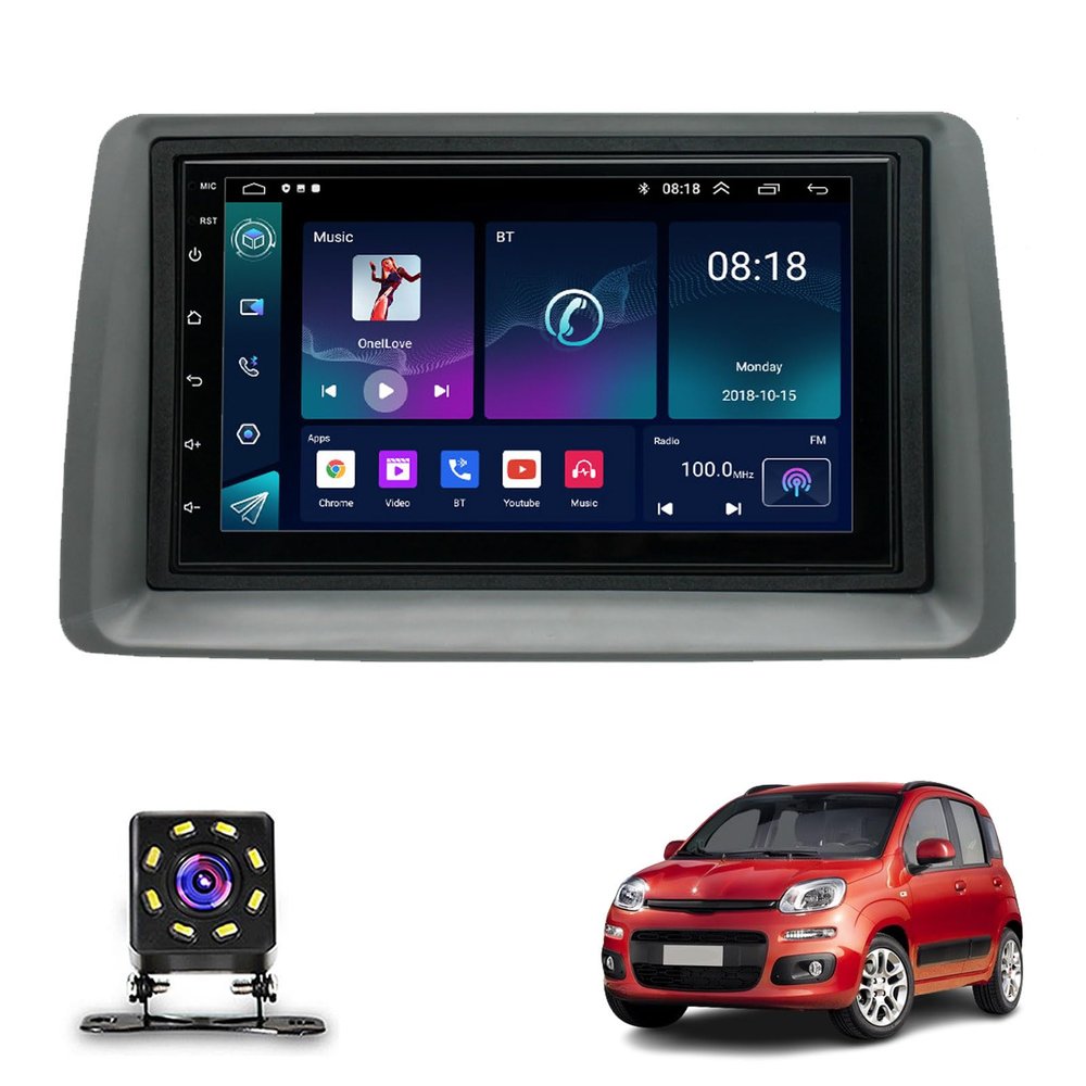 AZUIQIMENG Radio Android Car Stereo for Fiat Panda (2003-2012),7 Inch Touch Screen Auto Navigation System with GPS WiFi Bluetooth FM Mirror Link + Backup Camera(Size:Octa Core 4+64 G)