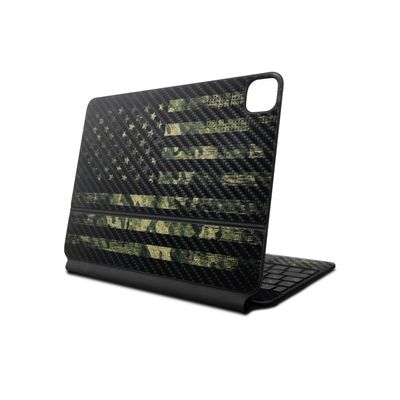 Carbon Fiber Skin Compatible With Apple Magic Keyboard for iPad Pro 13inch (M4) 2024 - American Camo - Premium 3M Vinyl Protective Wrap Decal Cover - Easy To Apply | Crafted in the USA by MightySkins