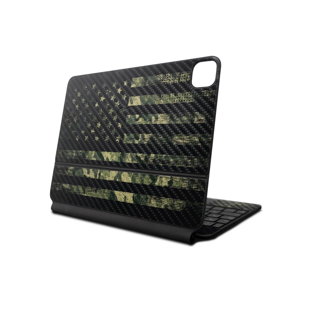 Carbon Fiber Skin Compatible With Apple Magic Keyboard for iPad Pro 13inch (M4) 2024 - American Camo - Premium 3M Vinyl Protective Wrap Decal Cover - Easy To Apply | Crafted in the USA by MightySkins