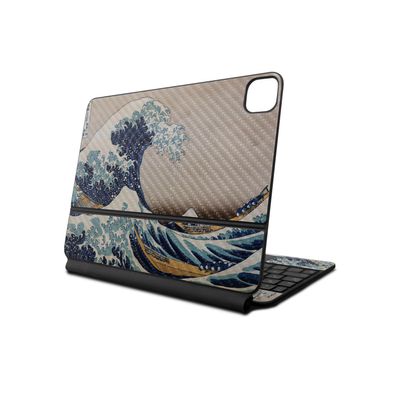 Carbon Fiber Skin Compatible with Apple Magic Keyboard for iPad Pro 13inch (M4) 2024 - Great Wave of Kanagawa - 3M Vinyl Protective Decal Cover - Easy to Apply | Crafted in The USA by MightySkins