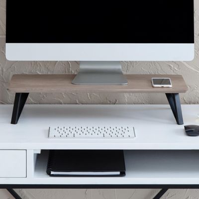 Anji Mountain Monitor Stand - Desktop Organizer & Laptop Riser, Ergonomic Monitor Riser, Space-Saving Monitor Stand for Desk, Durable Construction, Easy Assembly, Ideal for Home & Office,Biscotti