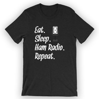 CubeShirts Unisex Eat Sleep Ham Radio Repeat T-Shirt Ham Radio 3XL / Black