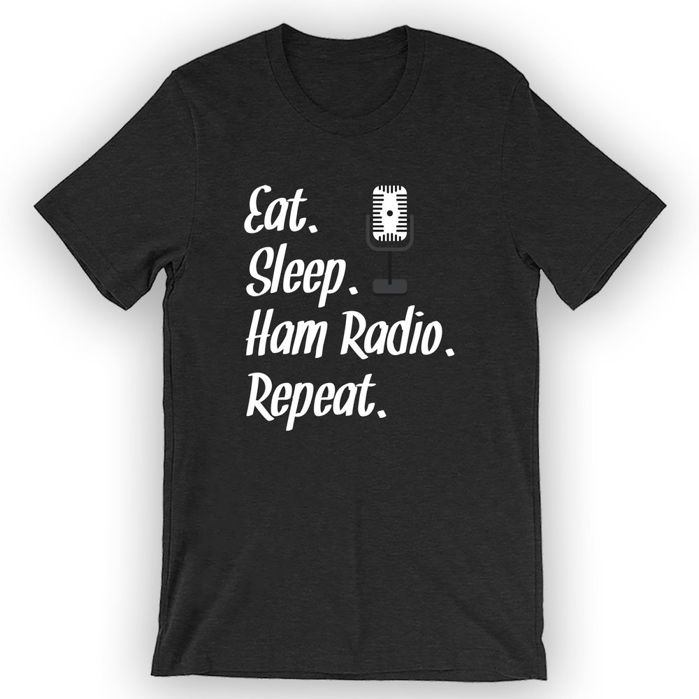 CubeShirts Unisex Eat Sleep Ham Radio Repeat T-Shirt Ham Radio 3XL / Black