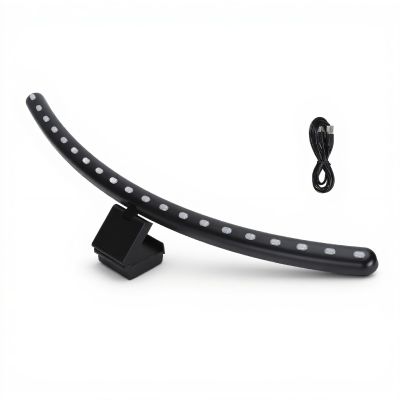 Diyeeni RGB Monitor Light Bar 2-in-1 Dual Light Source, Voice Activated Music Rhythm 7 Colors Curved Eye Caring Computer Lamp Bar with Timer Stepless Dimmer for Office Gaming Desk