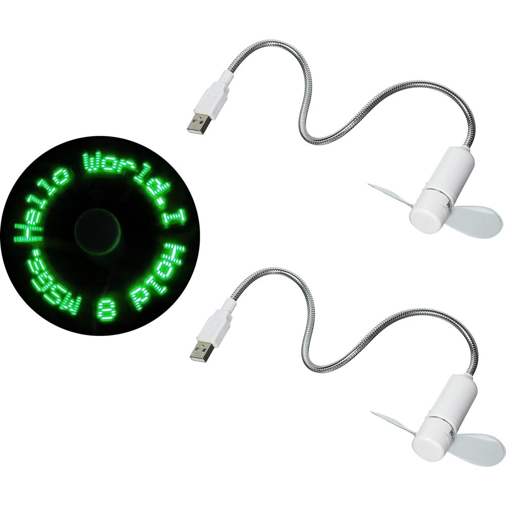 PowerTRC 2 Sets of LED Programmable Message Fan with Customized Drawing - USB Powered (Green LED)