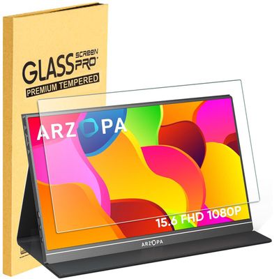 15.6 Inch Portable Monitor Tempered Glass Screen Protector for ARZOPA/MNN/KYY/VILVA/ASUS/FANGOR/ViewSonic/QQH 15.6" Portable Monitor Laptop with 16:9 Aspect Ratio, 9H Hardness for Travel Outdoor