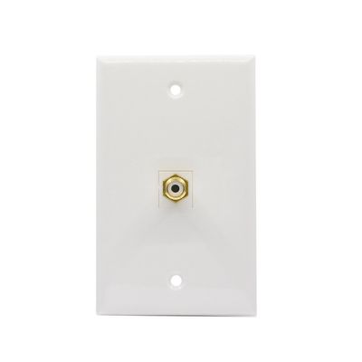 BOPLAT 1 Port RCA Wall Plate Female to Female - Single Gang Kyestone Wall Plate with RCA Connector for Subwoofer Audio Port White