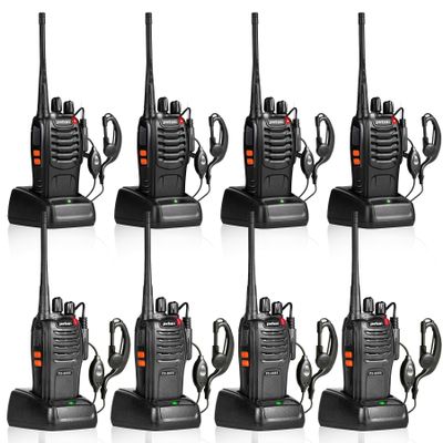 pxton 888S and 666S walkie talkies Long Range Rechargeable for Adults with Headphones and Li-ion Battery,2 Way radios has VOX/Noise Reduction/TOT/Flashlight/Monitoring/Scan Function8 Pack