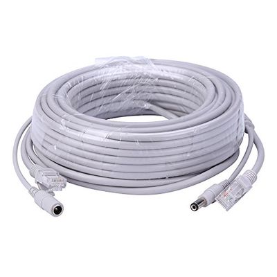 5M/10M/20M/30M Optional 2.1mm/5.5mm Jack RJ45 + DC Power Extension Ethernet CCTV Cable(Size:20m)