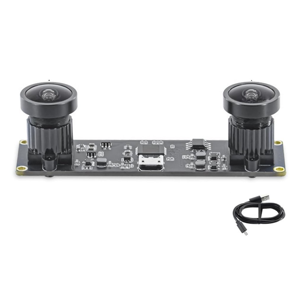 Srutueo Synchronous 3D Stereo VR USB Camera 3840X1080P 4MP 60Fps Mini USB Dual Camera Module with 130 Degree Wide Angle Lens Easy Install