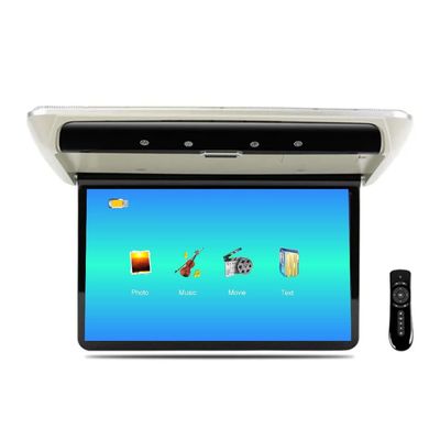 Kunfine Car 14 Inch Overhead Monitor Screen Display LED Vehicle Flip Down Roof Mount Console HDMI TV Player Control Panel NO DVDGrey